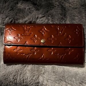 Louis Vuitton Cognac Embossed Wallet Vintage 2007